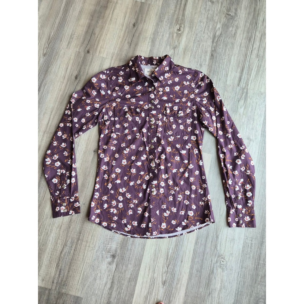 Shyanne Life Women's Small Purple Floral Western Button Down Shirt Long Sleeve